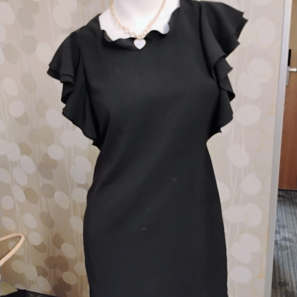 The Letter Black and White Ruffled Sheath Dress